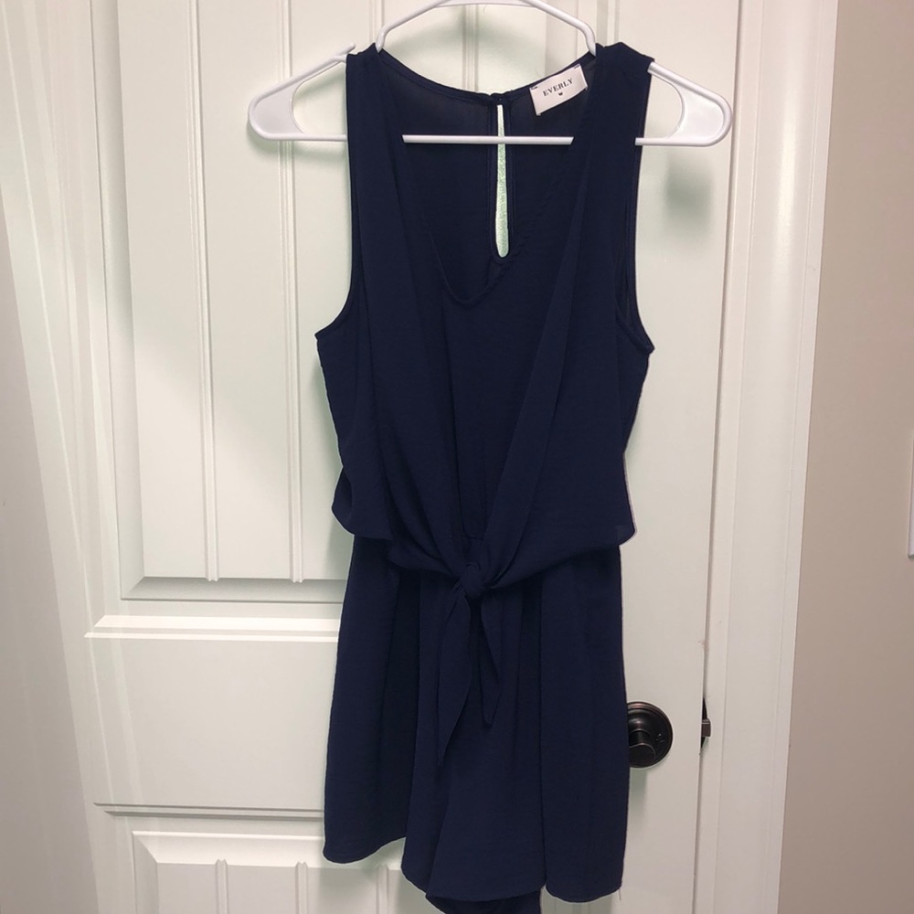Front-Tie Navy Everly Romper